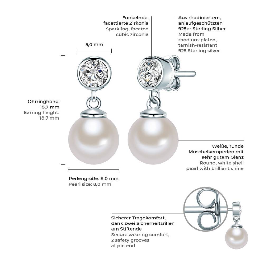 Rafaela Donata Ohrstecker Sterling Silber Südsee-Muschelkernperle weiß Zirkonia weiß Angebote