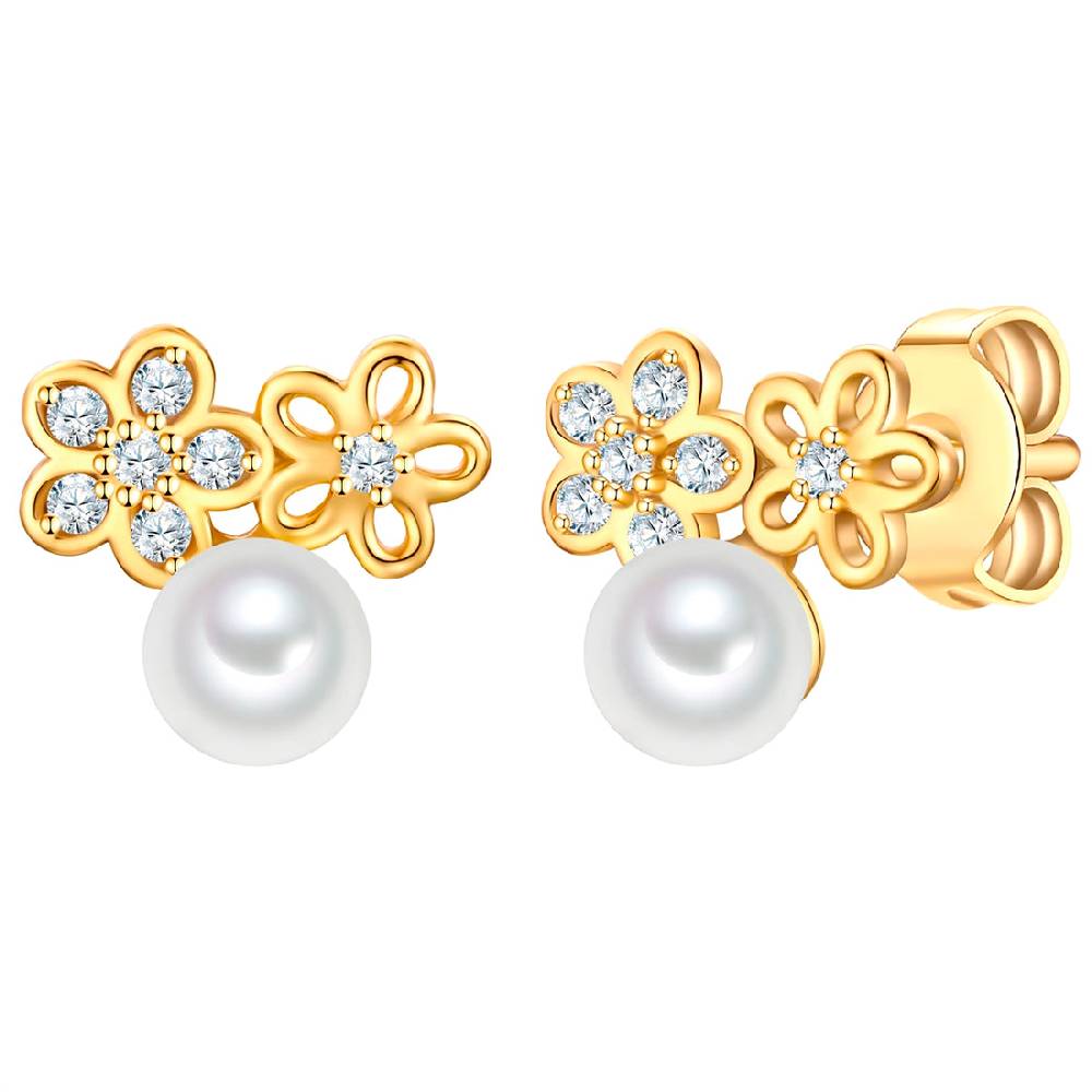 Rafaela Donata Ohrstecker Sterling Silber gelbgold Perle (synth.) weiß Auslauf
