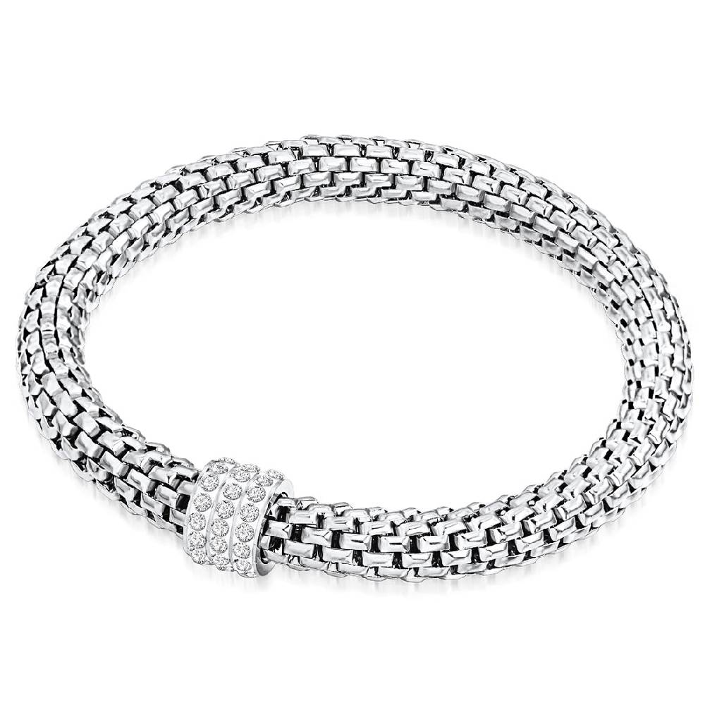 Rafaela Donata Armband Edelstahl silber Glas weiß
