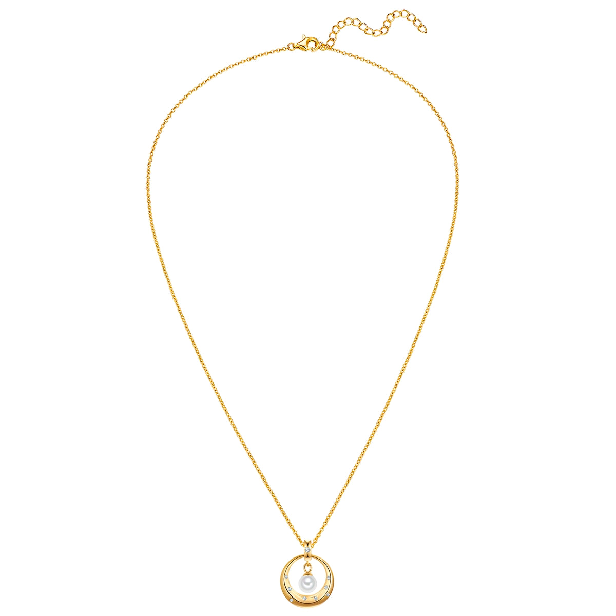 Rafaela Donata Kette mit Anhänger Sterling Silber gelbgold Muschelkernperle weiß Zirkonia weiß Günstiger Verkauf
