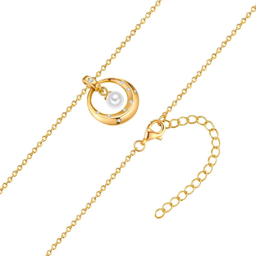 Rafaela Donata Kette mit Anhänger Sterling Silber gelbgold Muschelkernperle weiß Zirkonia weiß Günstiger Verkauf
