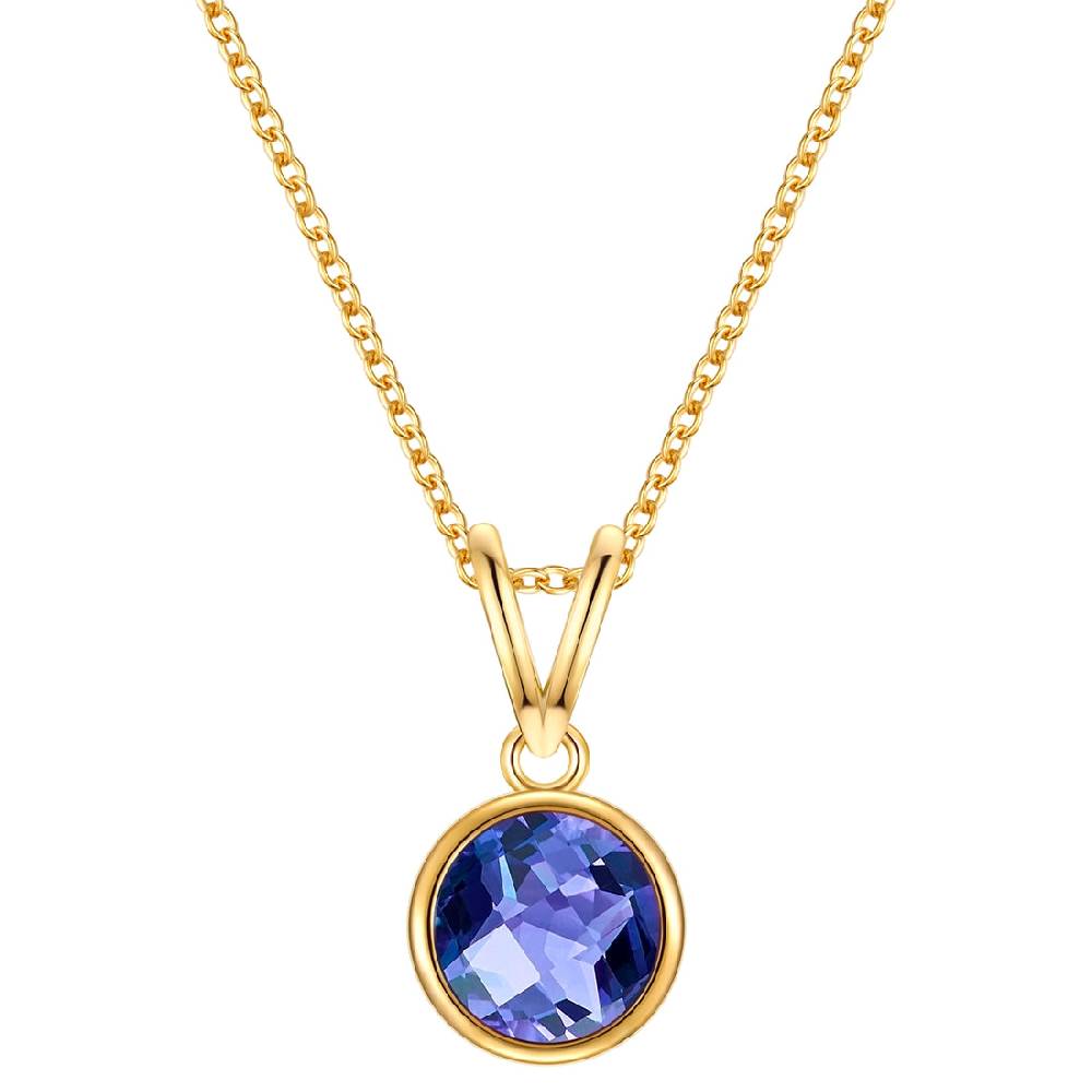 Rafaela Donata Kette mit Anhänger Sterling Silber gelbgold Tansanit blau