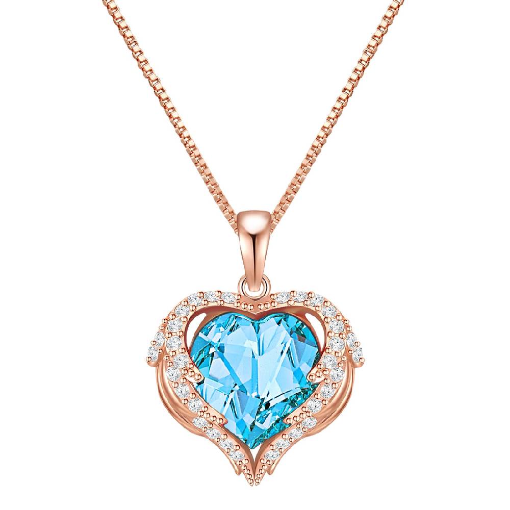 Rafaela Donata Kette mit Anhänger Sterling Silber roségold verziert mit Kristallen von Swarovski® aquamarin weiß
