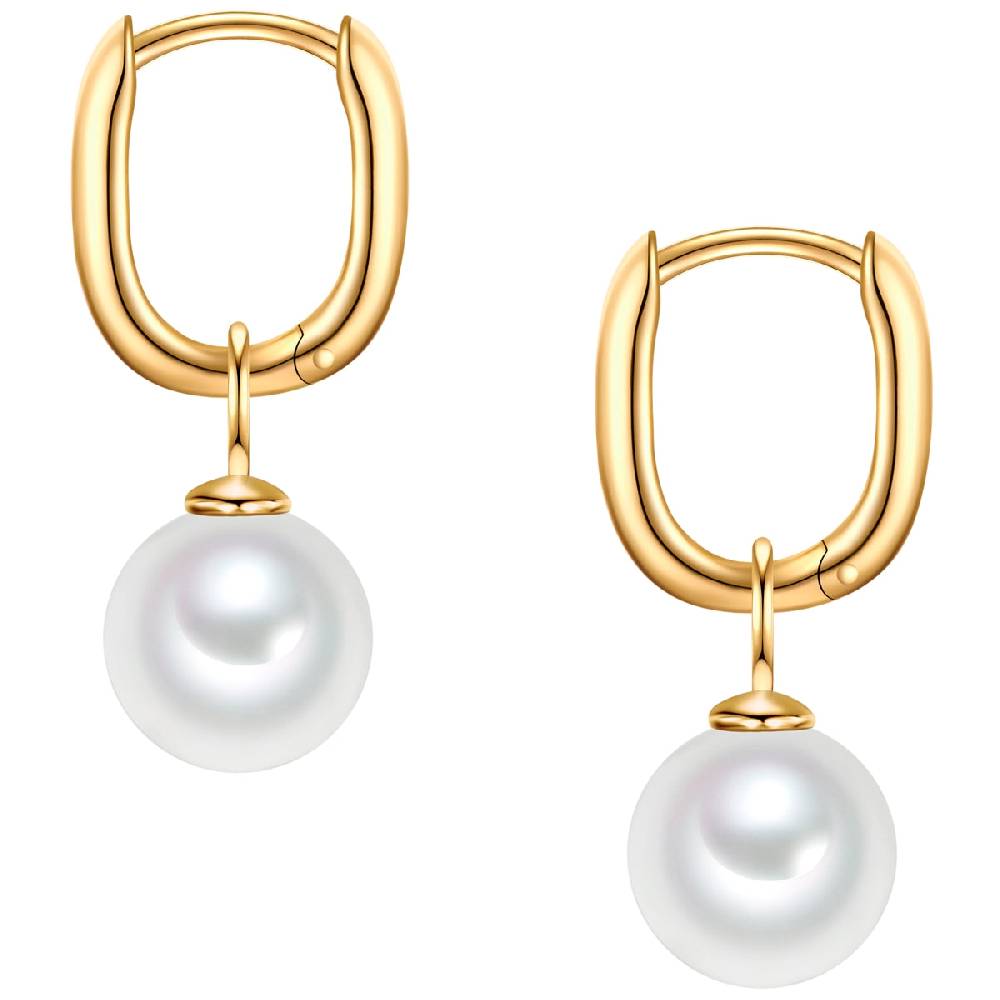 Rafaela Donata Creolen Sterling Silber gelbgold Zirkonia weiß Muschelkernperle weiß Hotsell