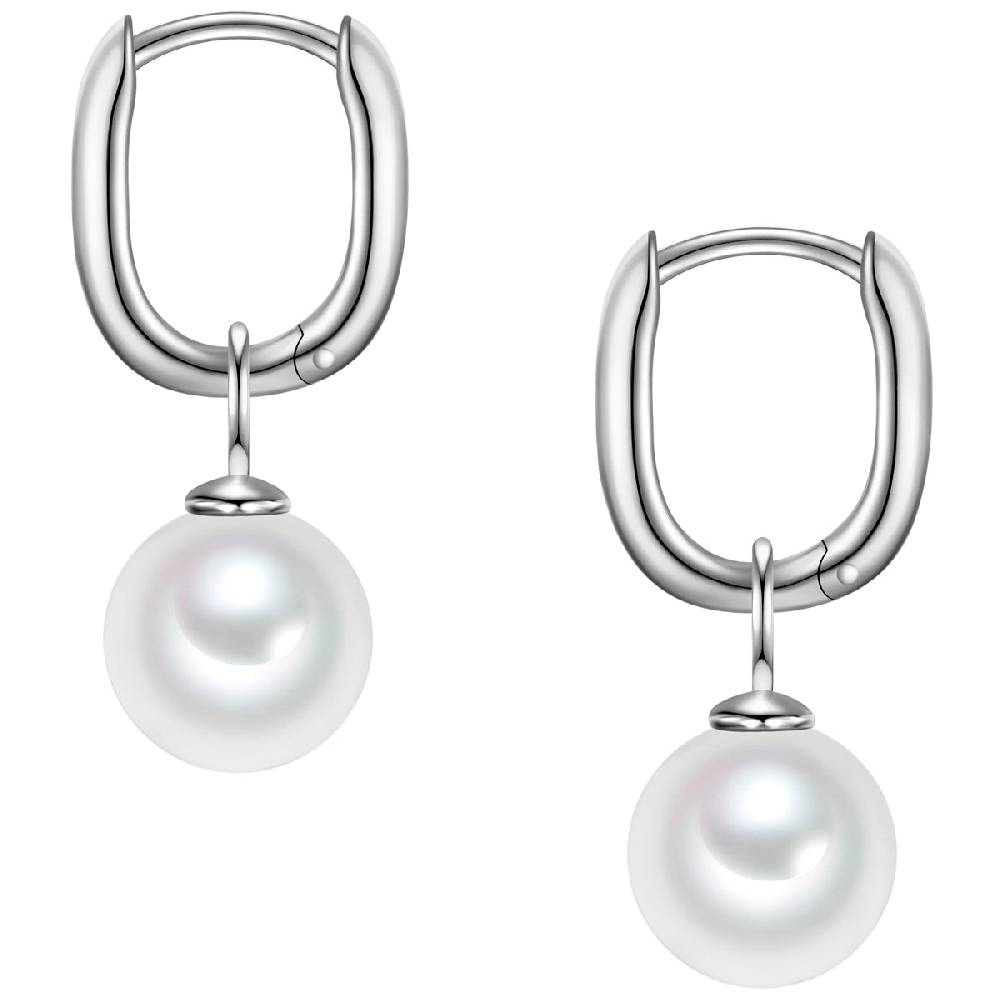 Rafaela Donata Creolen Sterling Silber Zirkonia weiß Muschelkernperle weiß im Angebot