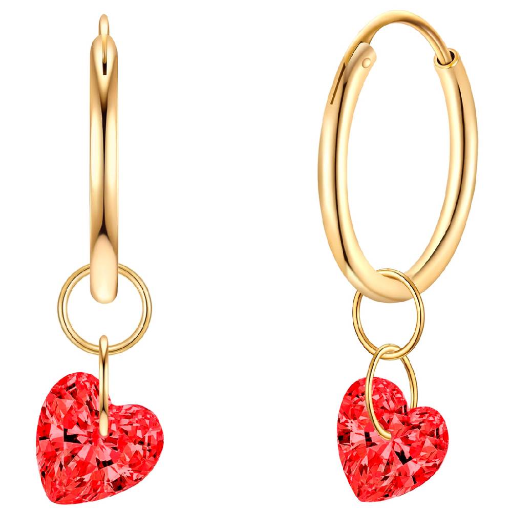Rafaela Donata Creolen Sterling Silber gelbgold Zirkonia rot
