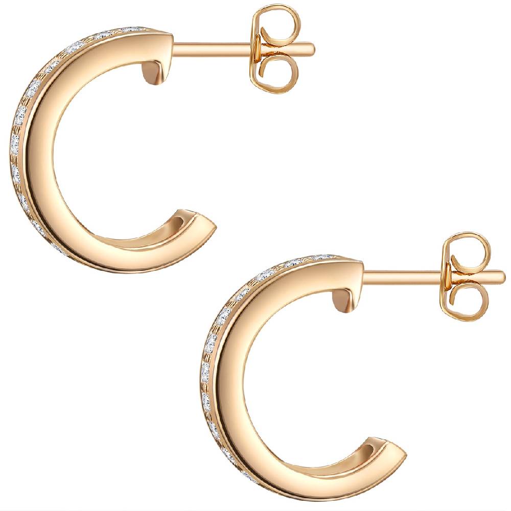 Rafaela Donata Creolen Sterling Silber gelbgold Zirkonia weiß im Angebot