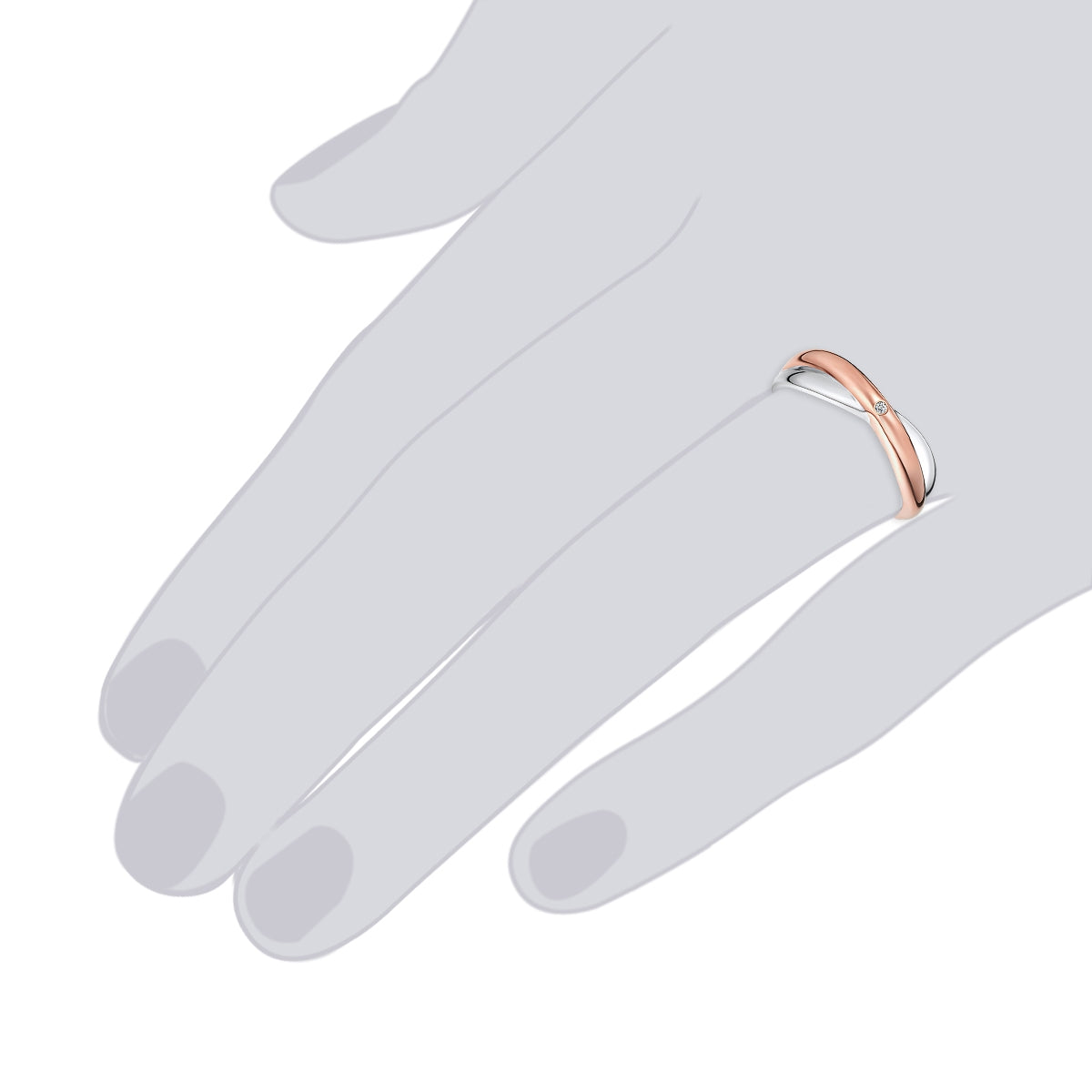 Rafaela Donata Ring Sterling Silber bi-Color Diamant weiß Hotsell