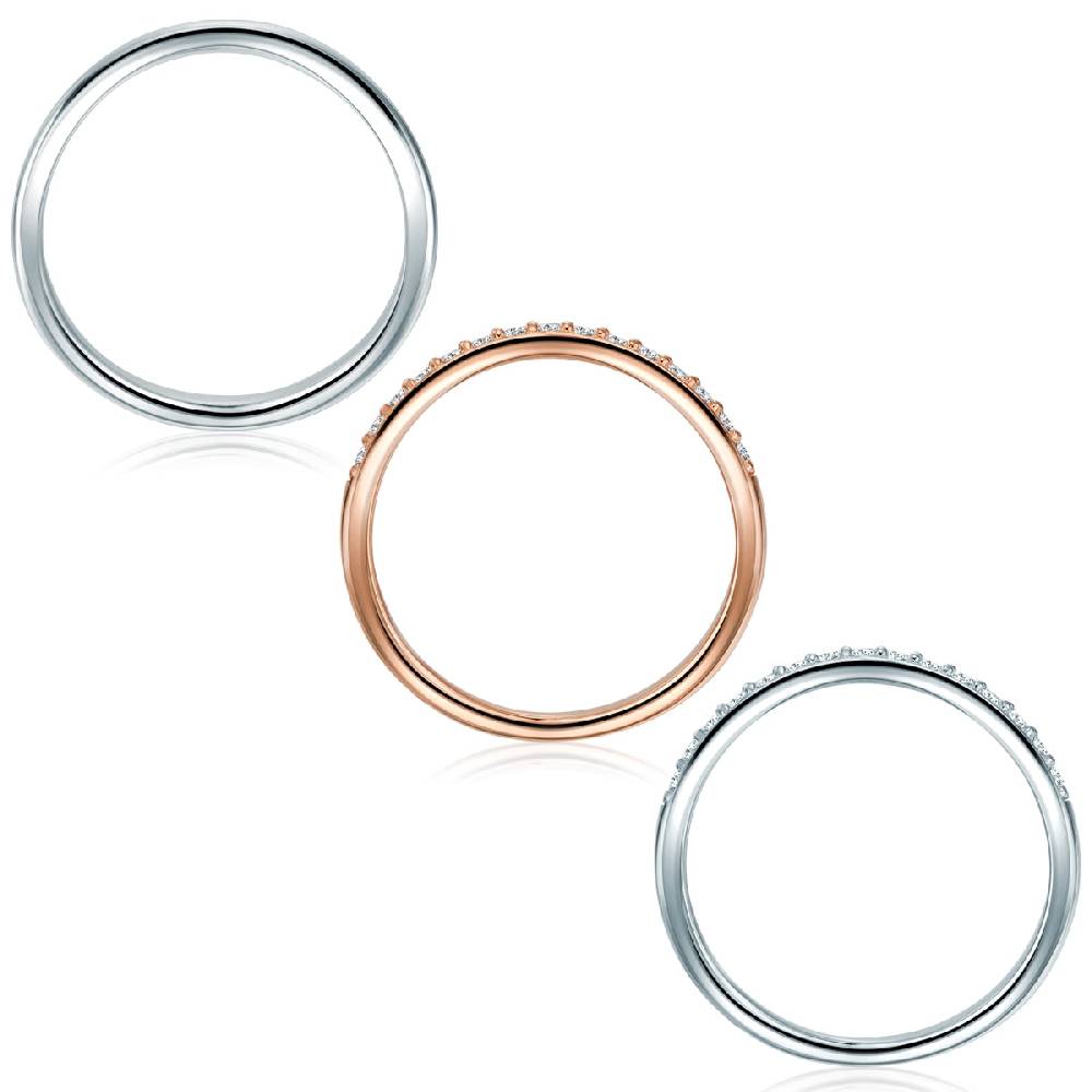 Rafaela Donata 3er Set Ringe Sterlin Silber bi-Color Zirkonia weiß im Angebot
