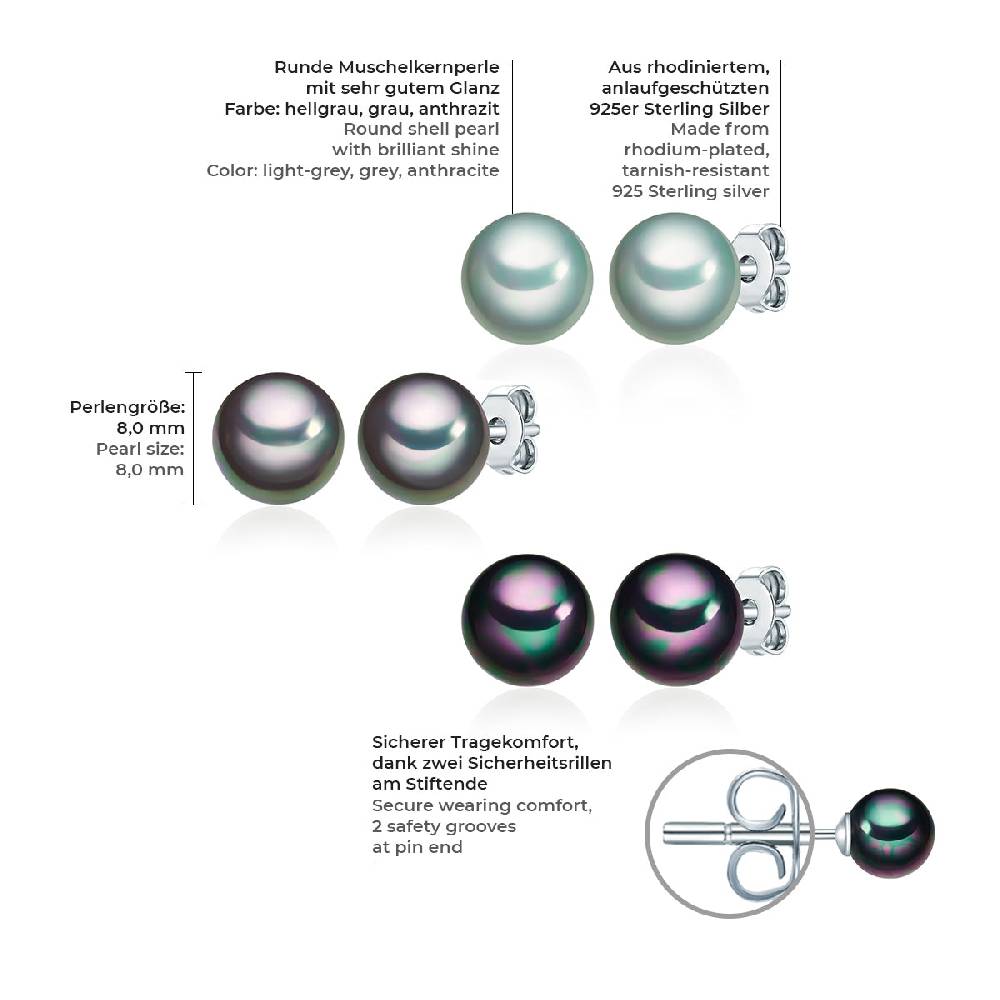 Rafaela Donata 3er Set Ohrstecker Sterling Silber Muschelkernperle multicolor Outlet