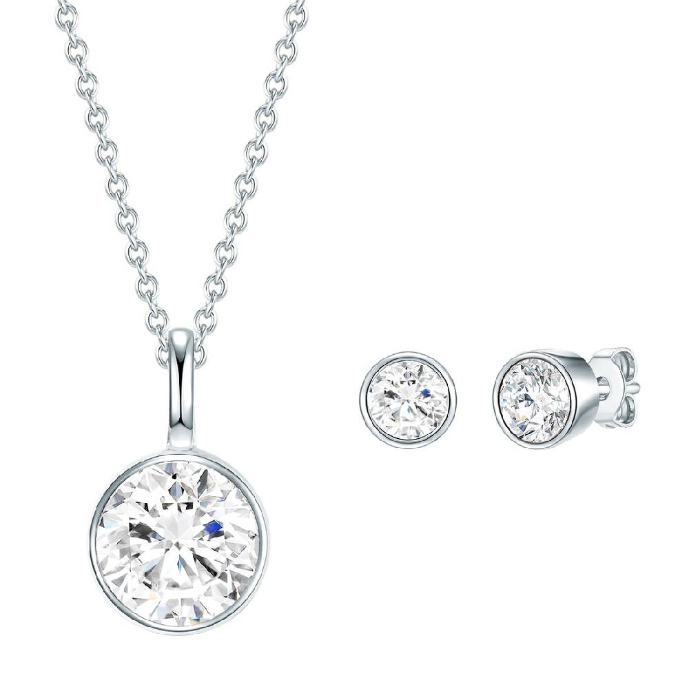 Rafaela Donata Set (Kette+Ohrstecker) Sterling Silber verziert mit Kristallen von Swarovski® weiß