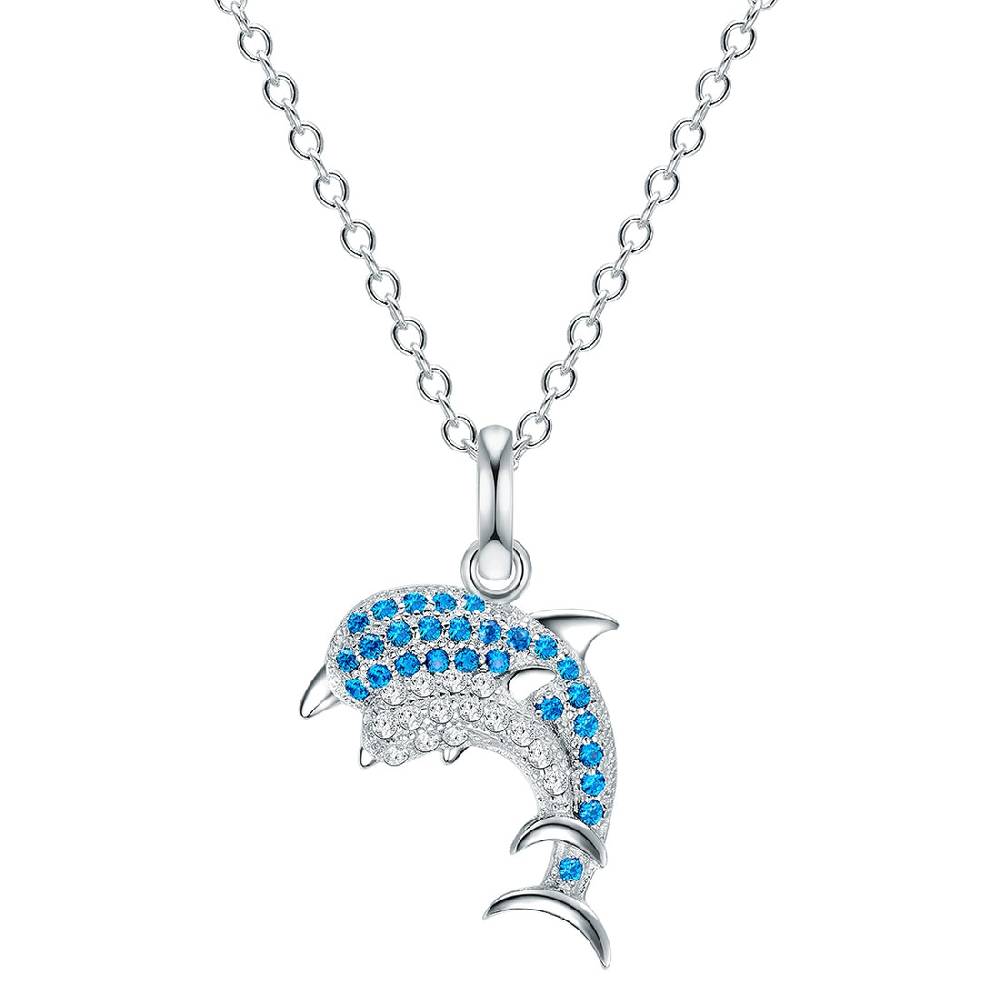 Rafaela Donata Kette mit Anhänger Sterling Silber Zirkonia weiß blau