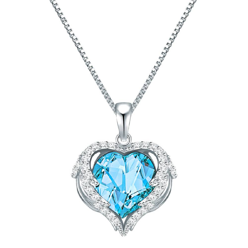 Rafaela Donata Kette mit Anhänger Sterling Silber verziert mit Kristallen von Swarovski® aquamarin weiß