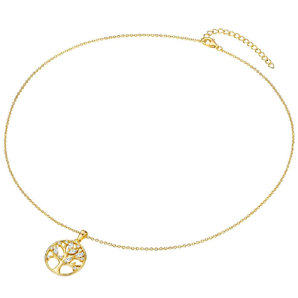 Rafaela Donata Kette mit Anhänger Sterling Silber gelbgold Zirkonia weiß im Angebot