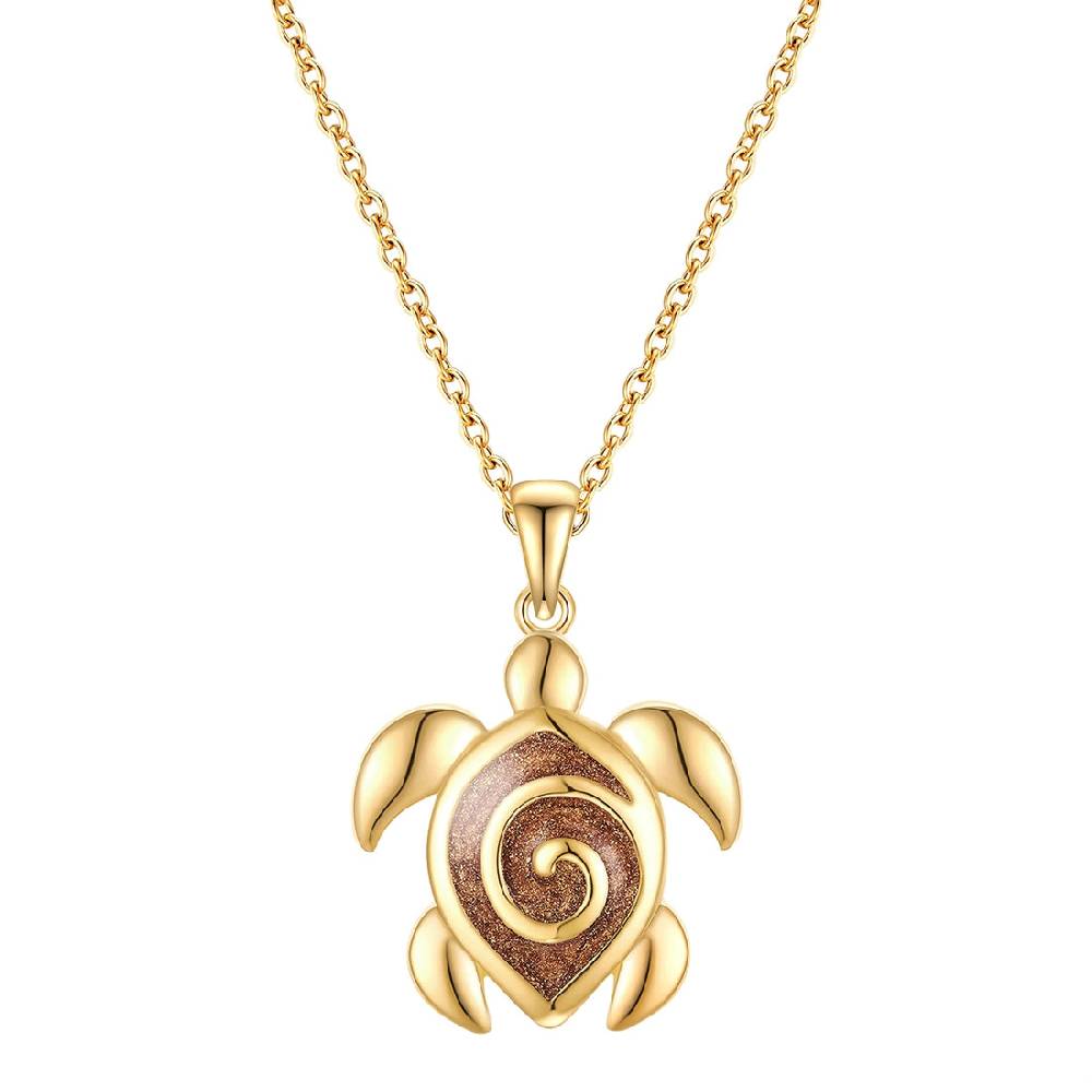 Rafaela Donata Kette mit Anhänger Sterling Silber gelbgold Emaille braun