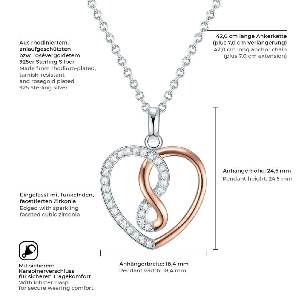 Rafaela Donata Kette mit Anhänger Sterling Silber bi-Color Zirkonia weiß Online