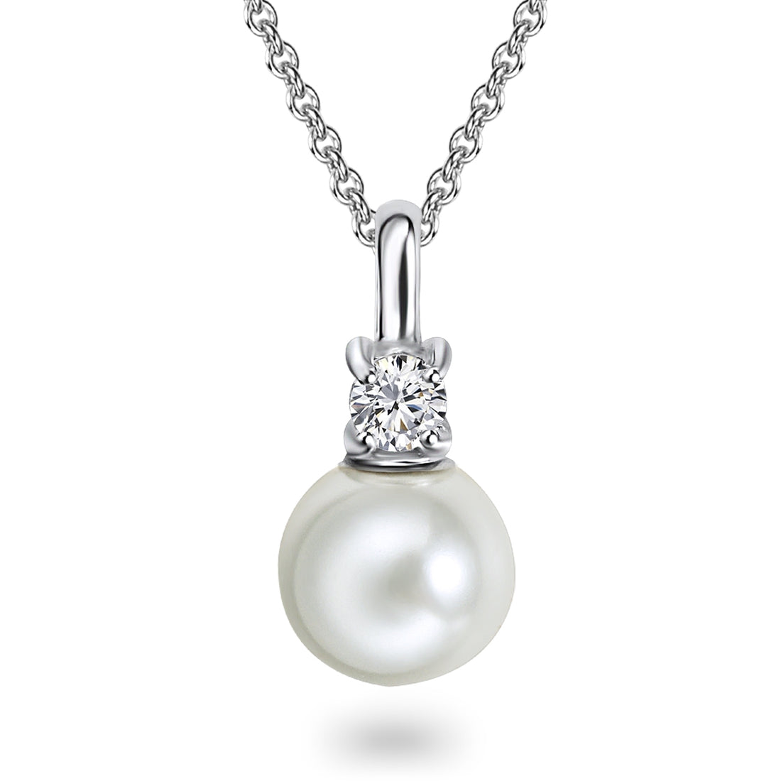 Rafaela Donata Kette mit Anhänger Sterling Silber Perle (synth.) weiß Zirkonia weiß