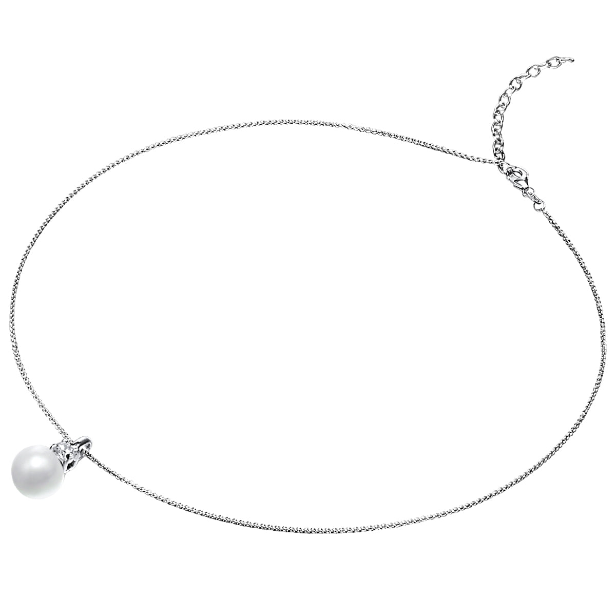Rafaela Donata Kette mit Anhänger Sterling Silber Perle (synth.) weiß Zirkonia weiß im Angebot