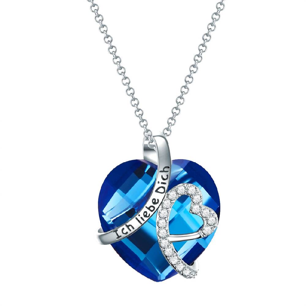 Rafaela Donata Kette mit Anhänger Zirkonia weiß Glas blau