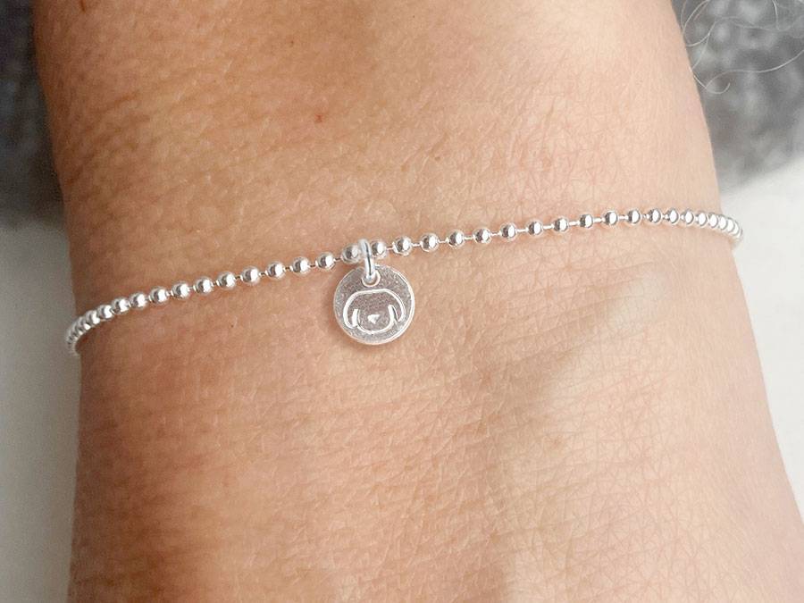 Renna Deluxe Kugel Armband mit HUND Anhänger Silber