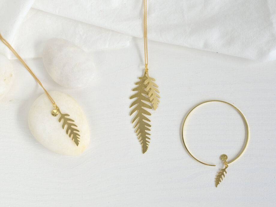 Renna Deluxe Lange goldene Kette mit Farn Angebote