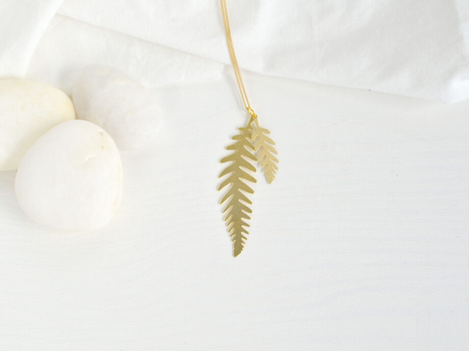 Renna Deluxe Lange goldene Kette mit Farn Angebote