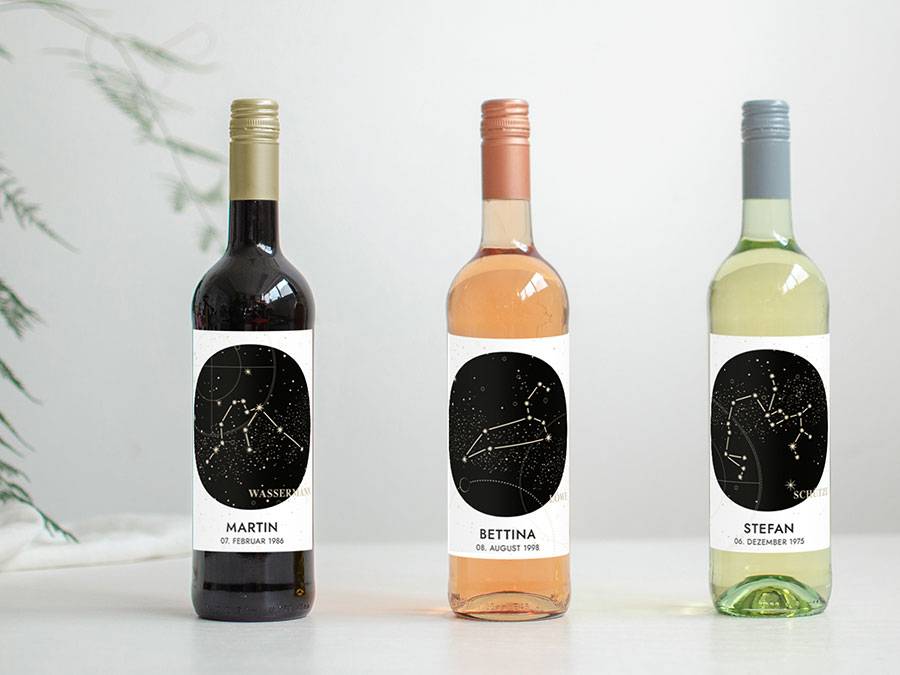 Renna Deluxe Sternzeichen Fische | Personalisiertes Flaschenlabel Günstiger Verkauf