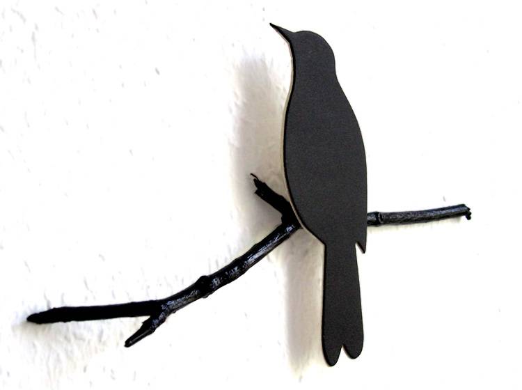 Renna Deluxe Amsel in Schwarz Wandobjekt Fabrikverkauf