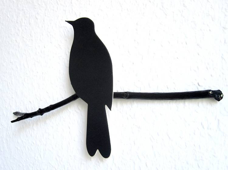 Renna Deluxe Amsel in Schwarz Wandobjekt Fabrikverkauf