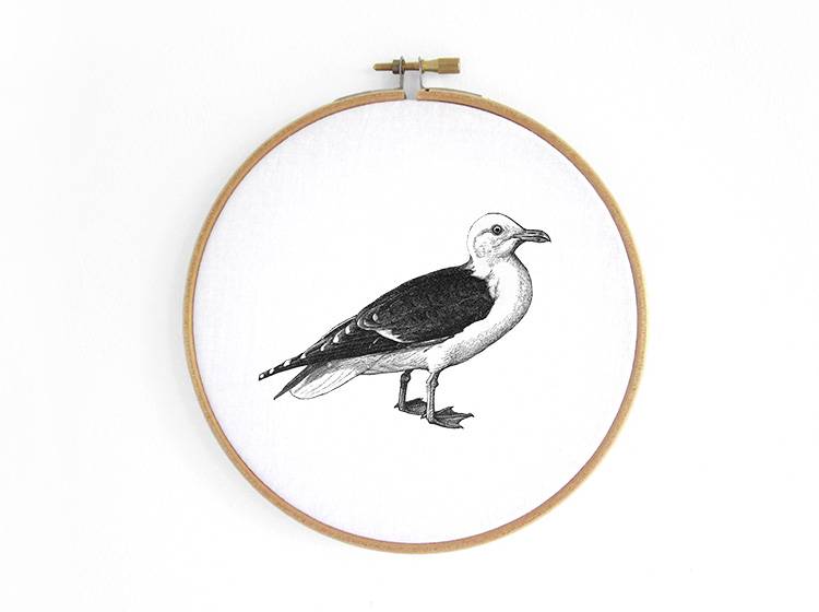 Renna Deluxe Möwe _ Bild im Stickrahmen