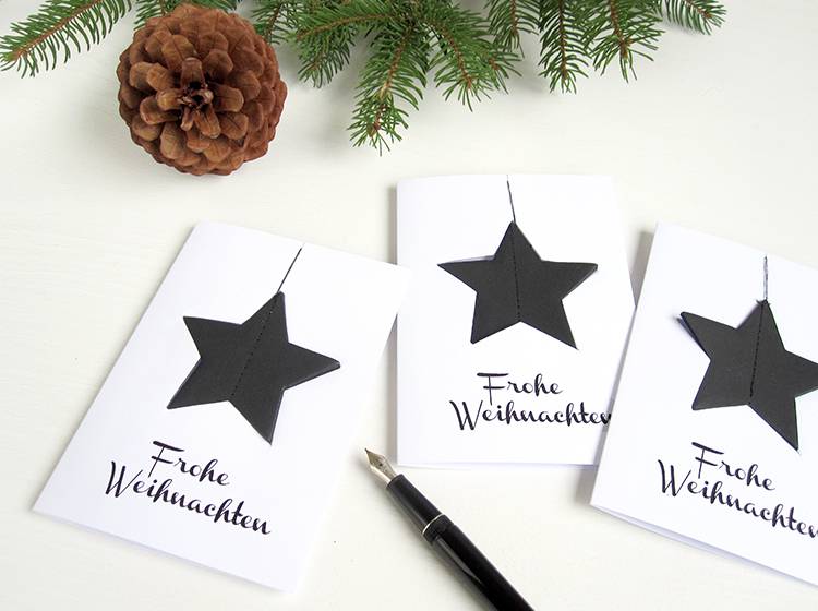 Renna Deluxe Frohe Weihnachten Karte mit Stern in schwarz Kauf eins, bekomm eins gratis