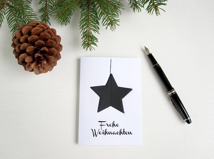Renna Deluxe Frohe Weihnachten Karte mit Stern in schwarz Kauf eins, bekomm eins gratis