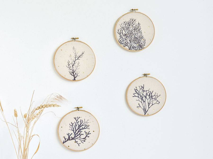 Renna Deluxe Koralle Bild mit Gold Punkten Sonderangebot der Fabrik