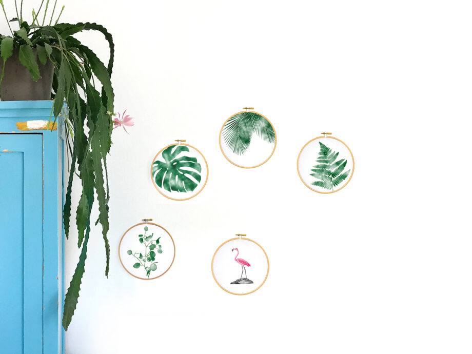 Renna Deluxe Farn fedrig _ Bild im Stickrahmen Outlet