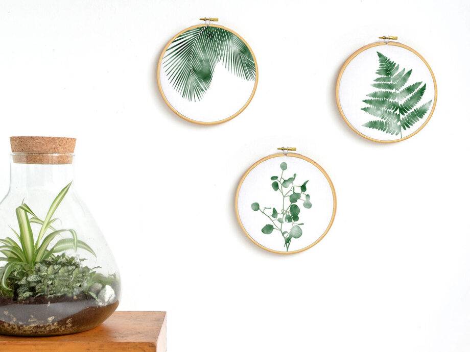 Renna Deluxe Farn fedrig _ Bild im Stickrahmen Outlet