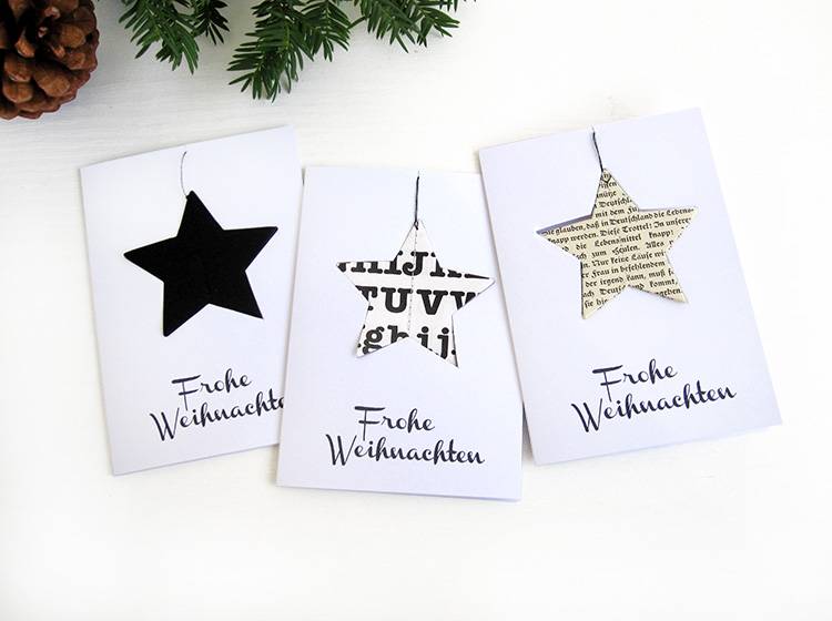 Renna Deluxe Weihnachtskarte mit Stern aus vintage Papier Sonderangebot