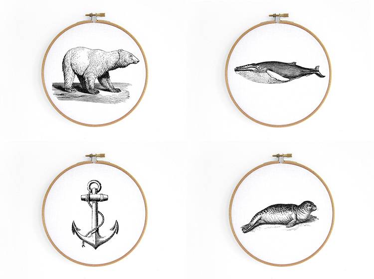 Renna Deluxe Eisbär _ Bild im Stickrahmen Günstig kaufen