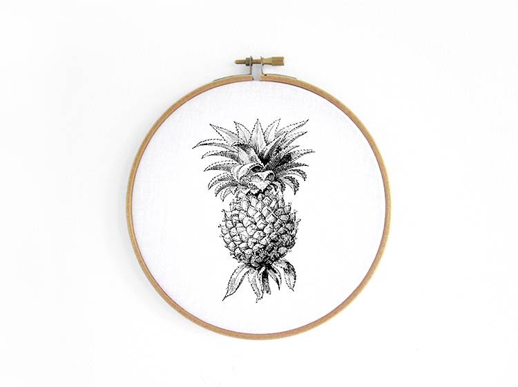 Renna Deluxe Ananas _ Bild im Stickrahmen Online Shopping