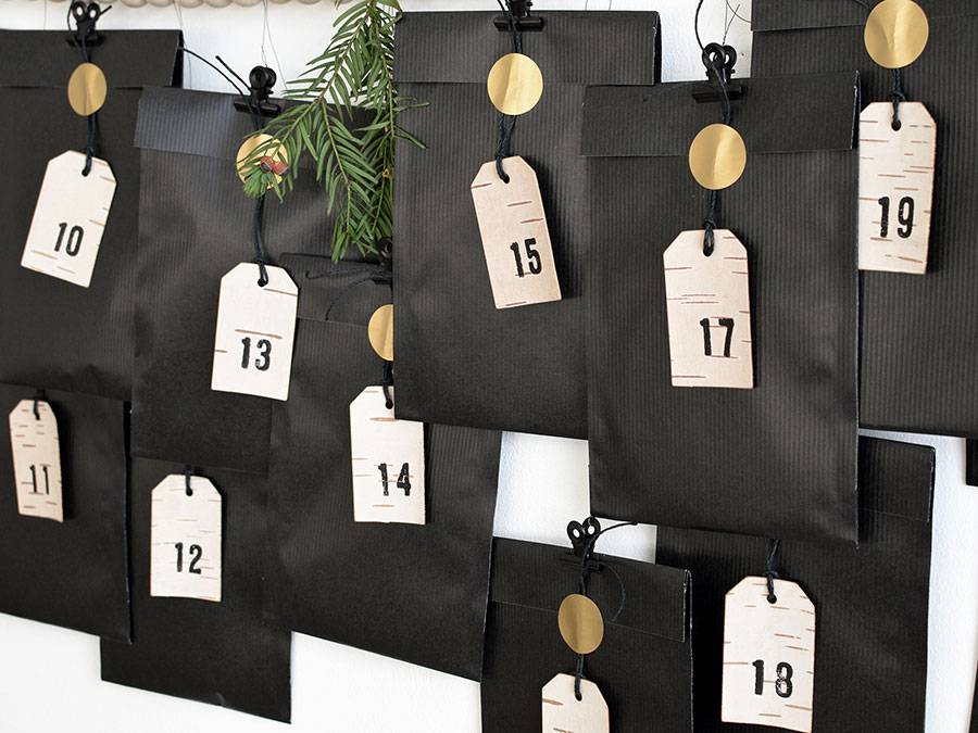 Renna Deluxe Adventskalender Zahlen Anhänger aus Birkenrinde Heißer Verkauf
