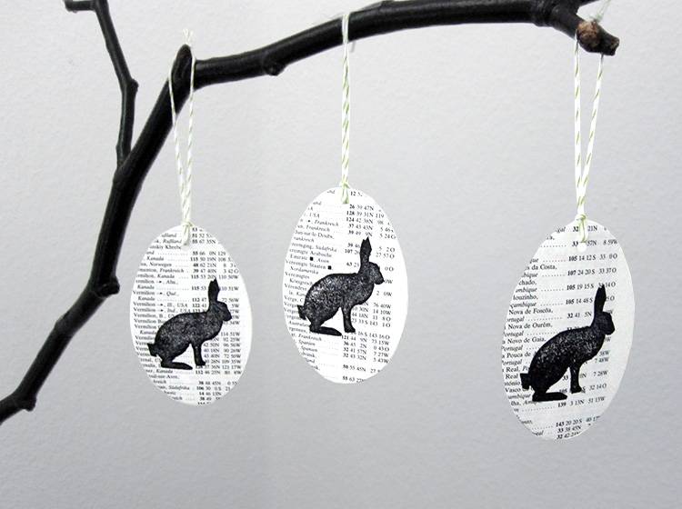Renna Deluxe Ostereier zum Anhängen mit Hase gestempelt aus Papier Neueste Mode