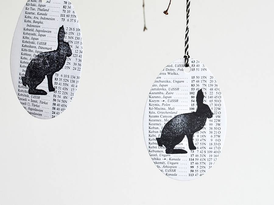 Renna Deluxe Ostereier zum Anhängen mit Hase gestempelt aus Papier Neueste Mode