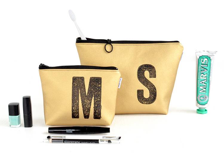 Renna Deluxe Kosmetiktasche Metallic GOLD personalisiert mit Monogramm JETZT KAUFEN