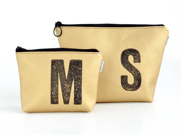 Renna Deluxe Kosmetiktasche Metallic GOLD personalisiert mit Monogramm JETZT KAUFEN