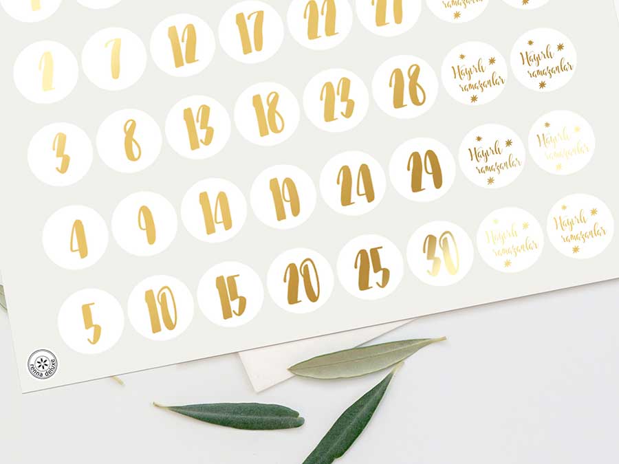Renna Deluxe RAMADAN Kalender Zahlensticker in GOLD 50% Rabatt mit kostenlosem Versand