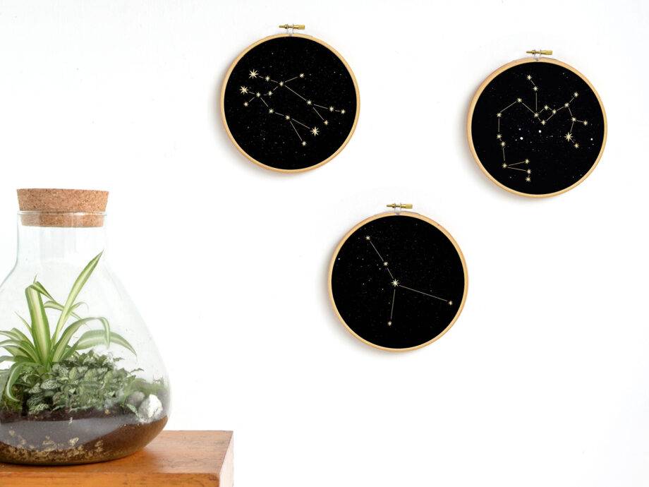 Renna Deluxe Steinbock Sternzeichen Bild im Stickrahmen Black Friday Preise