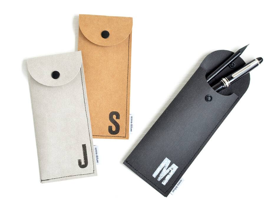 Renna Deluxe Braunes Stifteetui mit Monogramm vegan Vierteljährliche Förderung