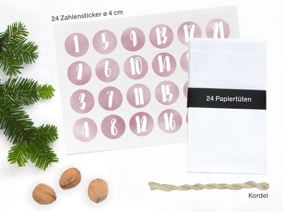 Renna Deluxe Adventskalender ROSA Handlettering Riesige Rabatte