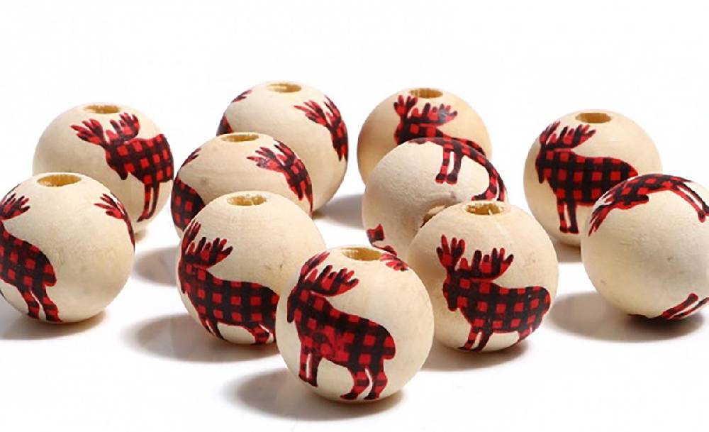 ﻿Sadingo Holzperlen Natur Motiv Weihnachten 16mm, 20 Stück, Wählbar