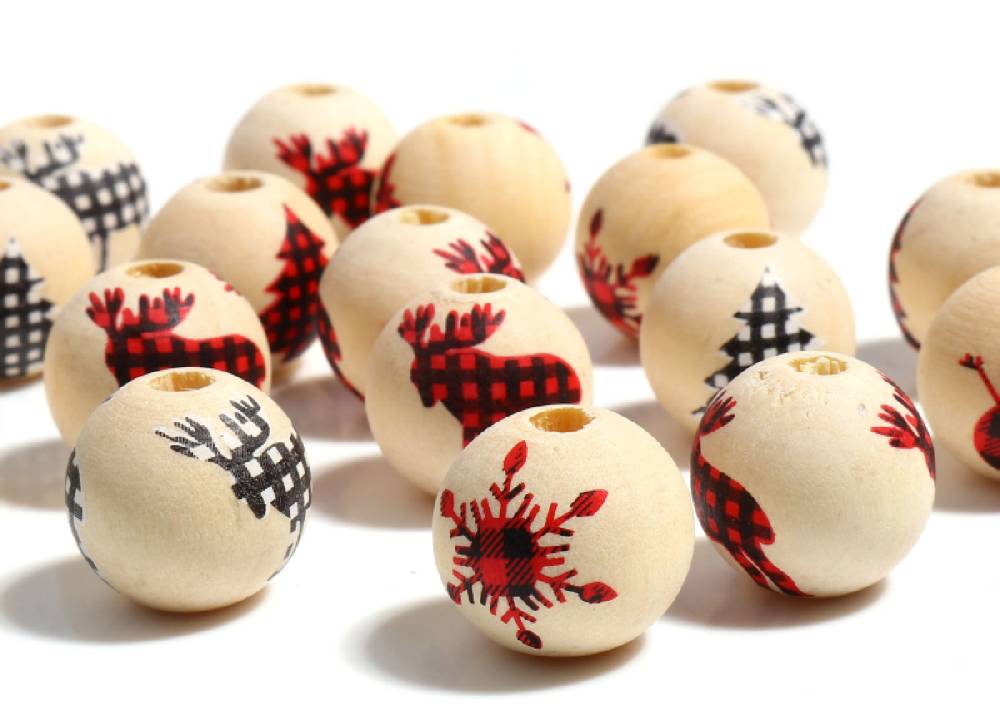 ﻿Sadingo Holzperlen Natur Motiv Weihnachten 16mm, 20 Stück, Wählbar Outlet