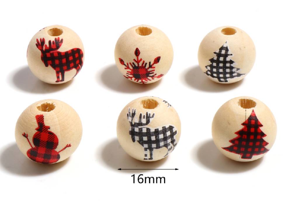 ﻿Sadingo Holzperlen Natur Motiv Weihnachten 16mm, 20 Stück, Wählbar Outlet